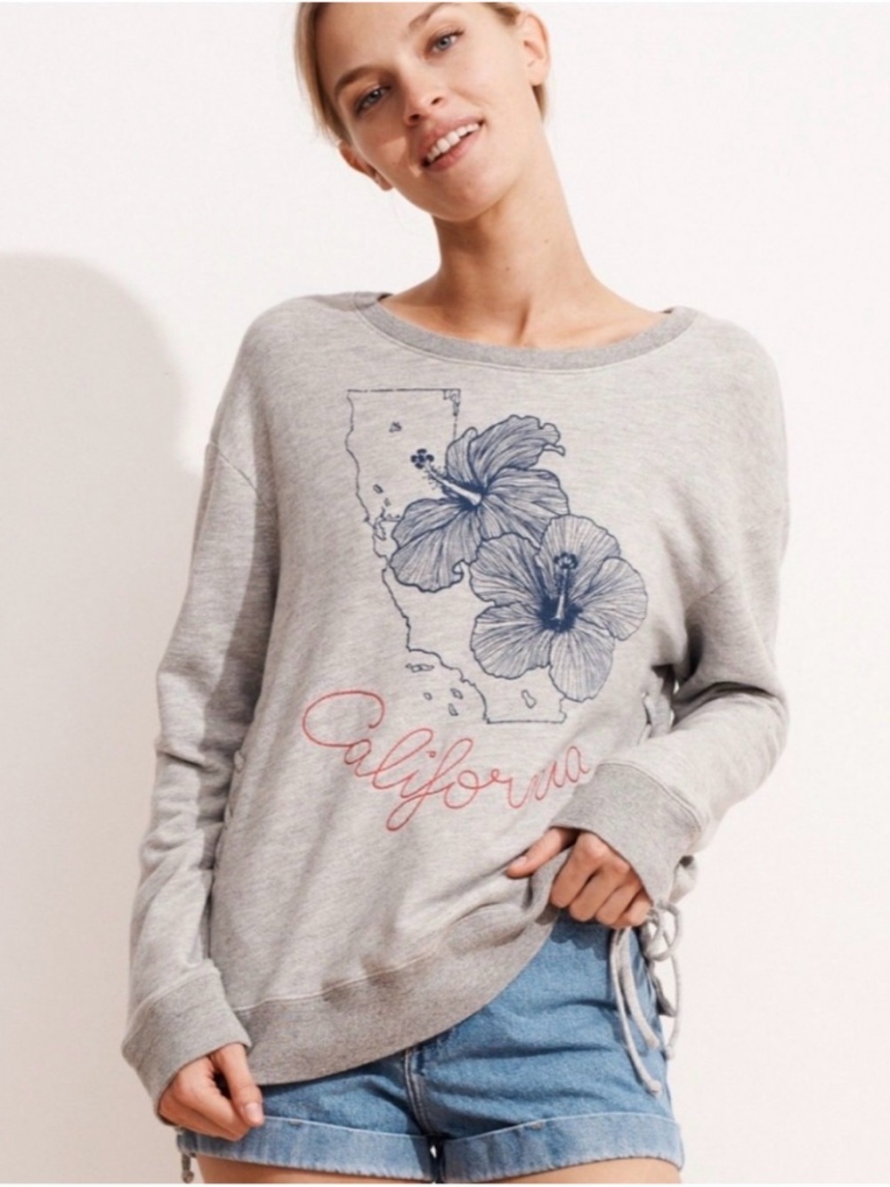 Sundry California Lace Up Sweatshirt